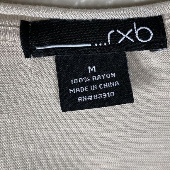 RXB Sz M Sheer Beige Tunic Short Sleeve Flutter High-Low Hem Asymmetrical VNeck - Picture 6 of 9